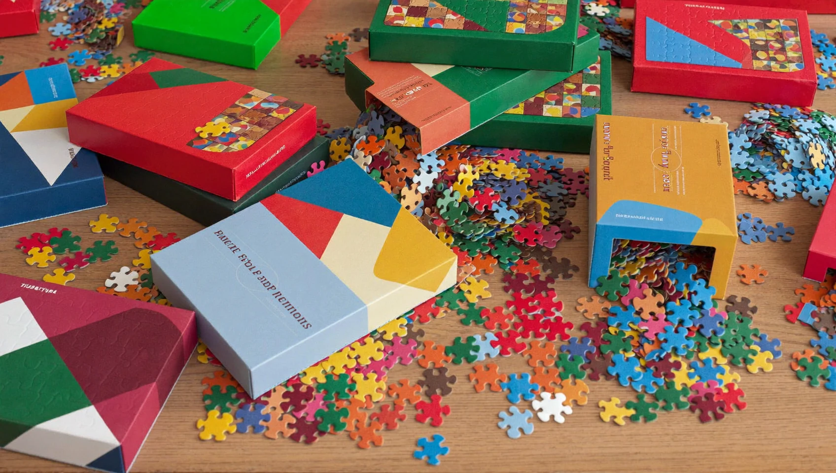 Illustrazione di un tavolo con un puzzle in composizione